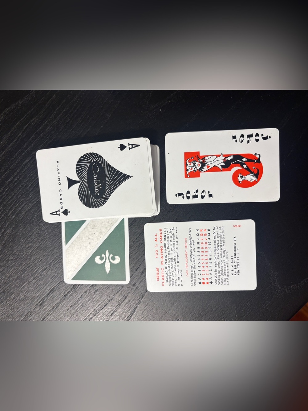 Cadillac Green and White Classic Playing Cards